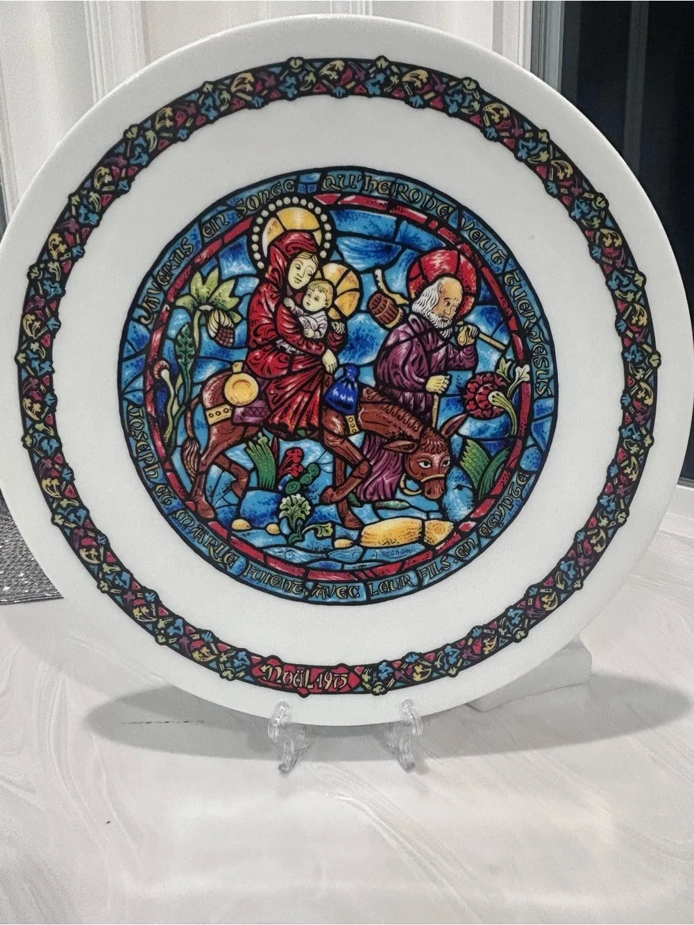 Vintage Limoges Noel Vitrail La Fuite En Egypt Decorative Collectors Plate